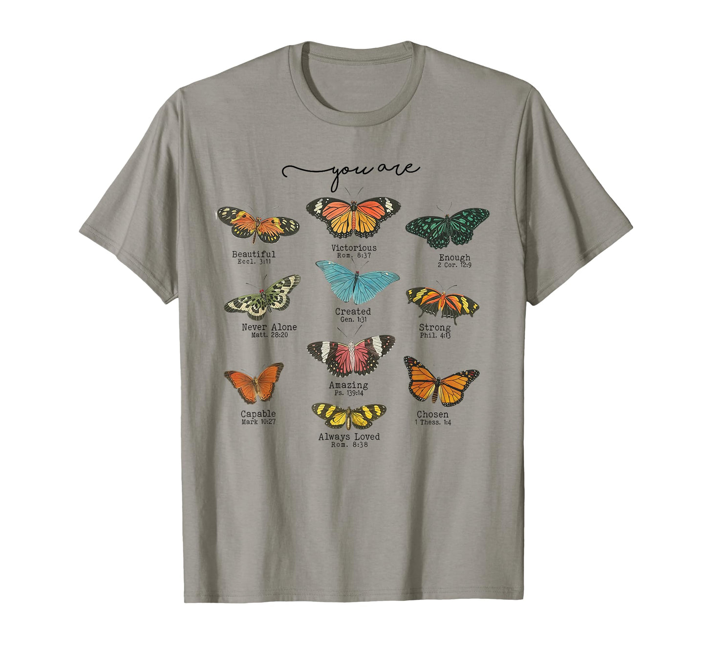 You Are Beautiful Bible Verse Religious Christian Butterfly T-Shirt