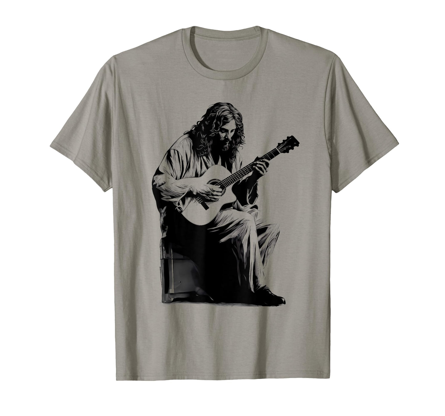 Jesus Playing Acoustic Guitar Vintage Guitarist Music Lovers T-Shirt