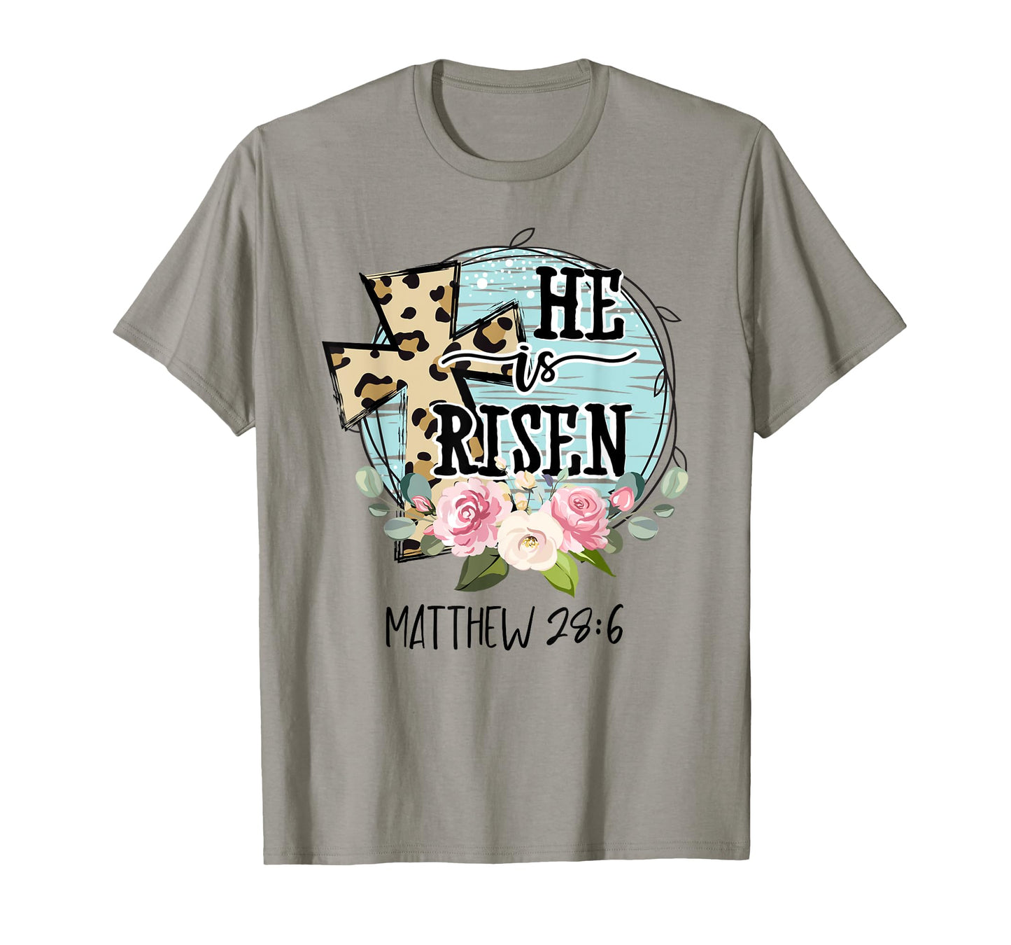 He is Risen Jesus Christian Happy Easter Floral Wreath Women T-Shirt
