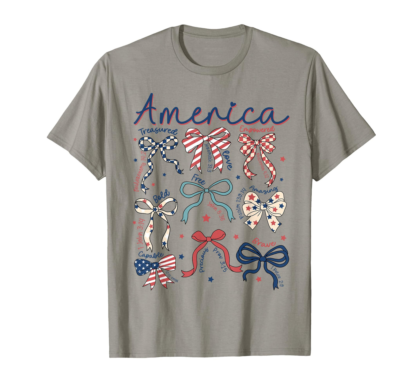 AMERICA Christian Coquette Bow 4th of July Religious Faith T-Shirt