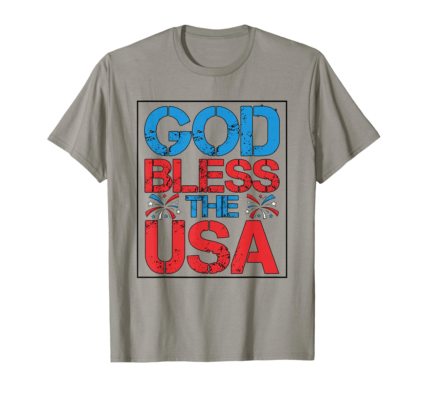 God Bless The USA - Patriotic American Flag Fireworks T-Shirt