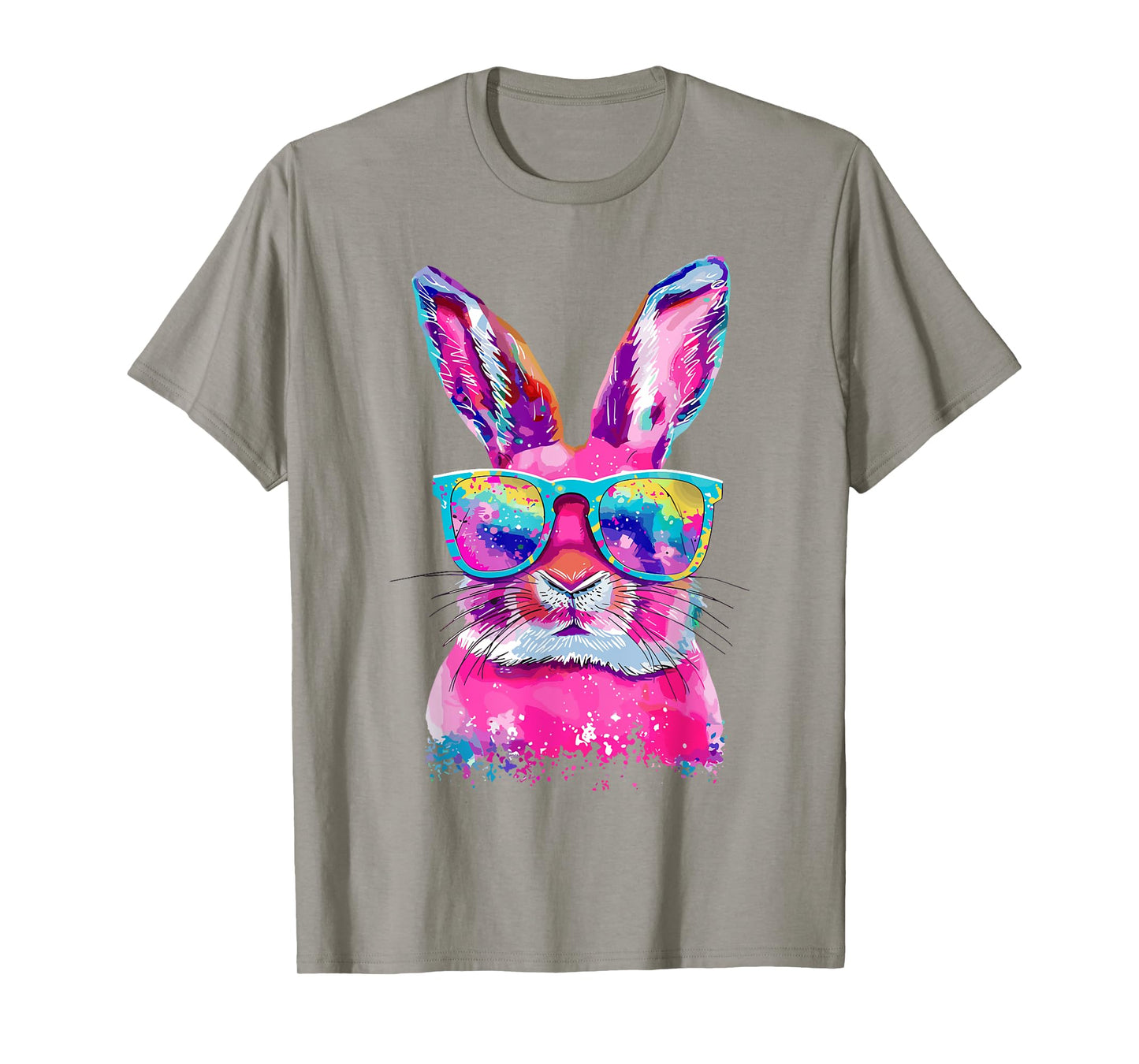 Bunny Face With Tie Dye Glasses Happy Easter Day Men Boy Kid T-Shirt