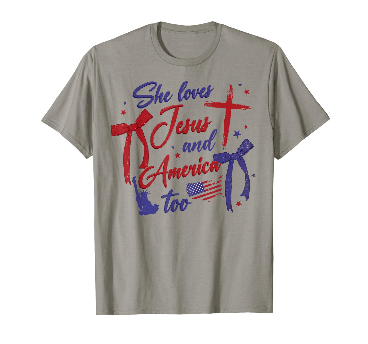 4th Of July She Loves Jesus And America Too Christian Faith T-Shirt