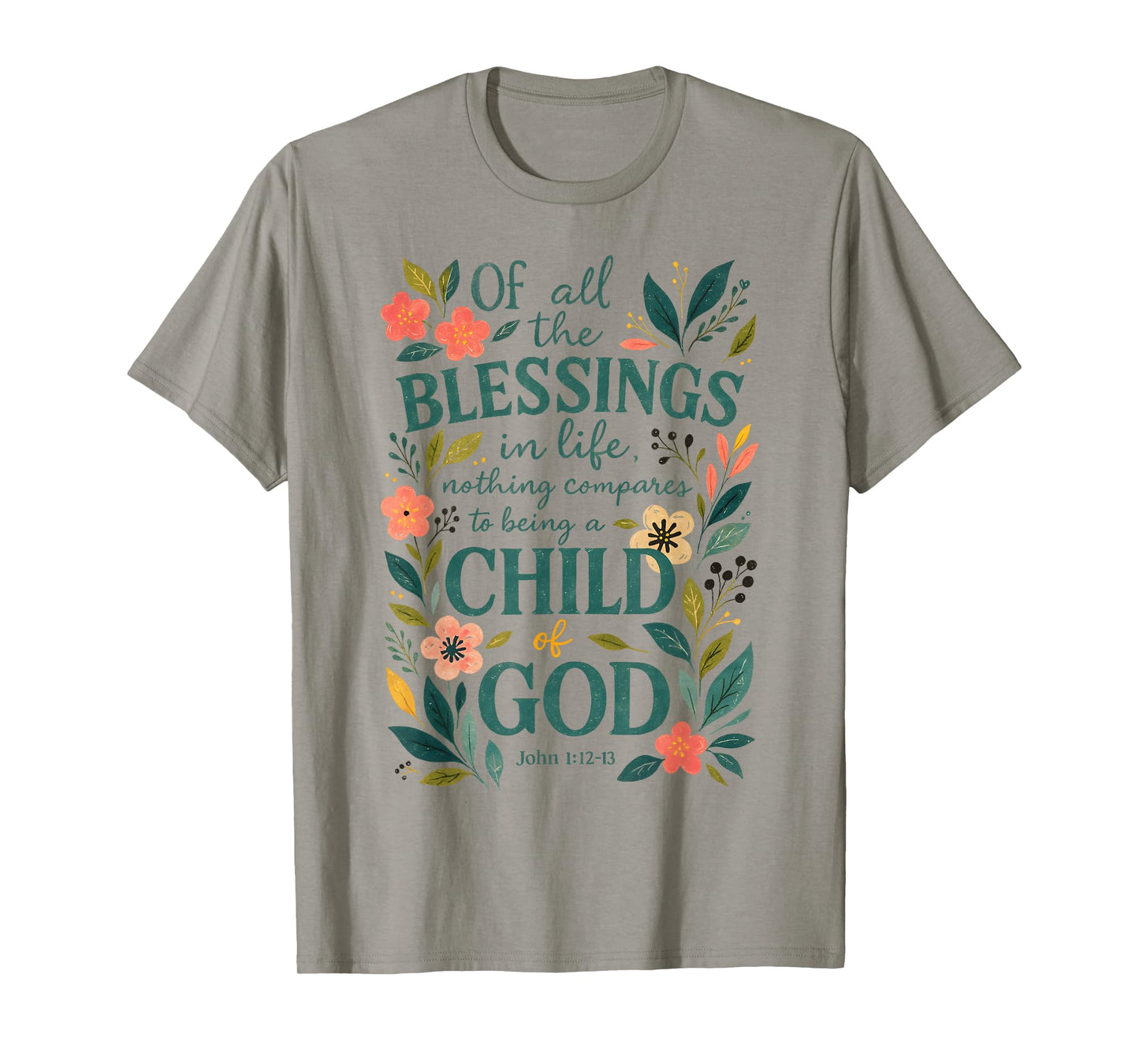 Christian Bible Verse Floral &Design Child God Blessings T-Shirt