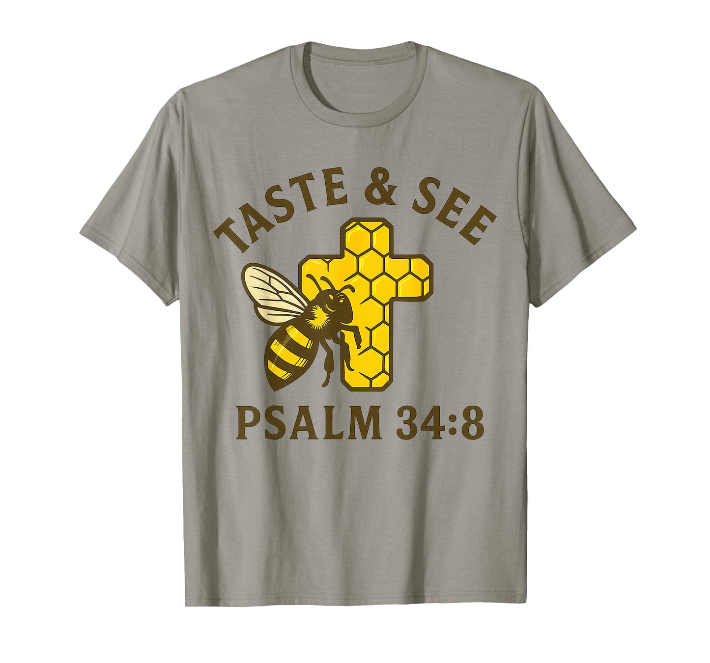 Christian Taste and See Bee Honeycomb Cross Psalm 34:8 T-Shirt