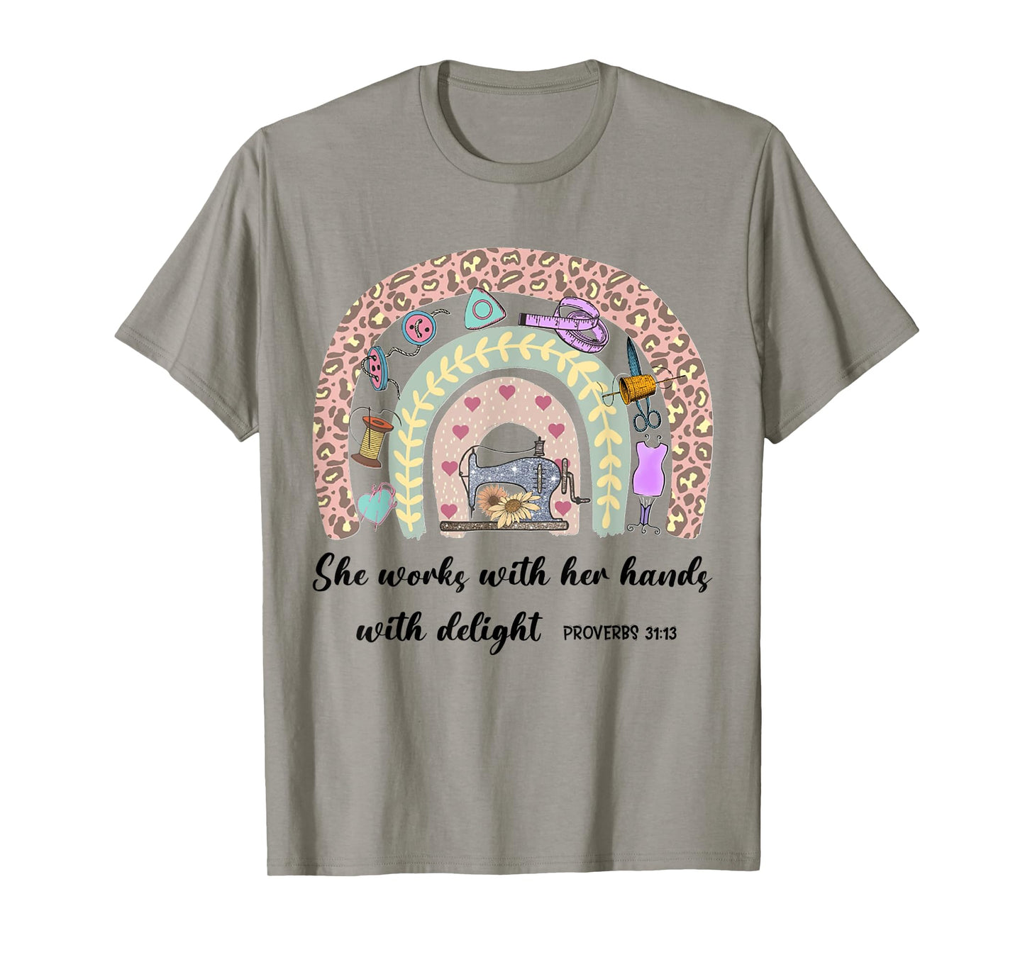 She Works With Her Hands In Delight Christian Quilting Seams T-Shirt