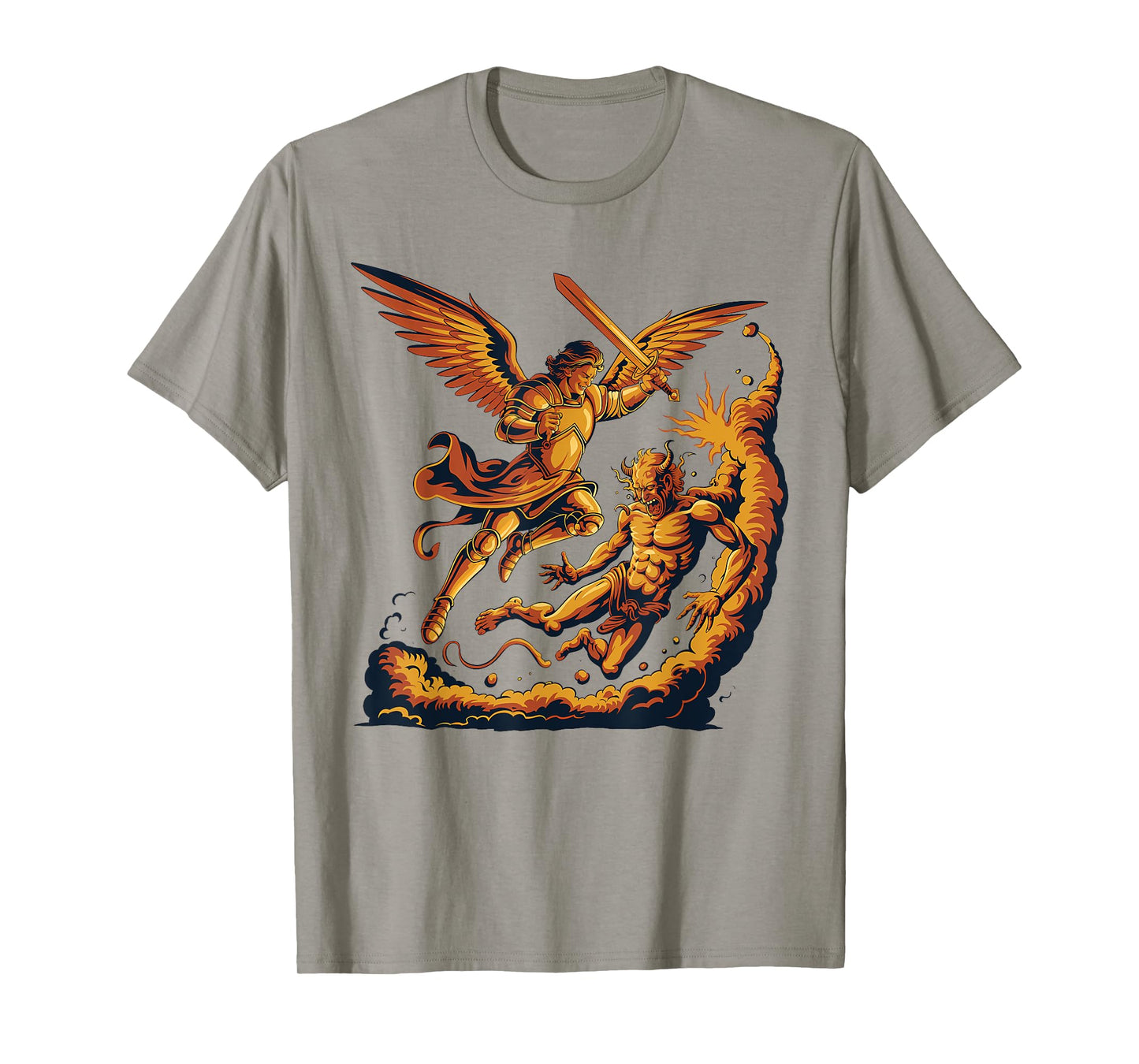 Archangel Warrior Defeating Evil Artwork T-Shirt