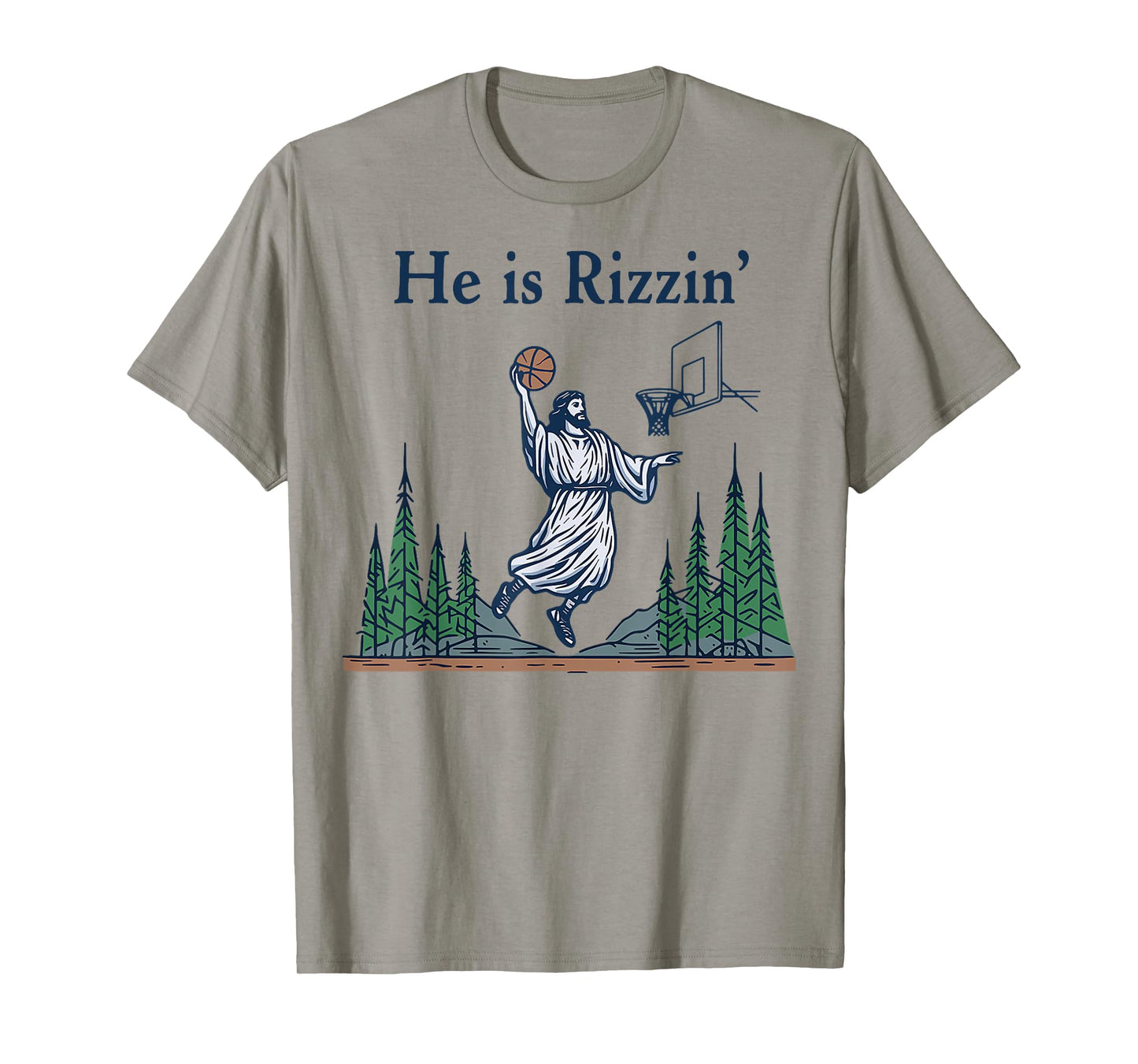 He Is Rizzin Funny Basketball Retro Christian Religious T-Shirt