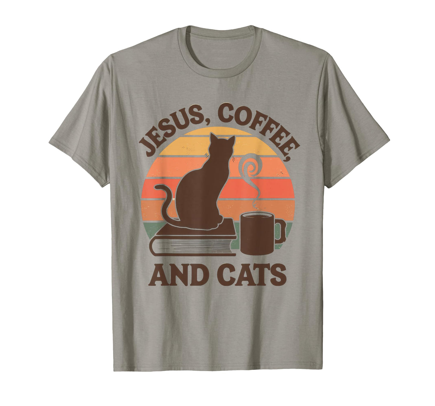 Jesus Coffee Cats Funny Cute Design Jesus Lovers Christian T-Shirt