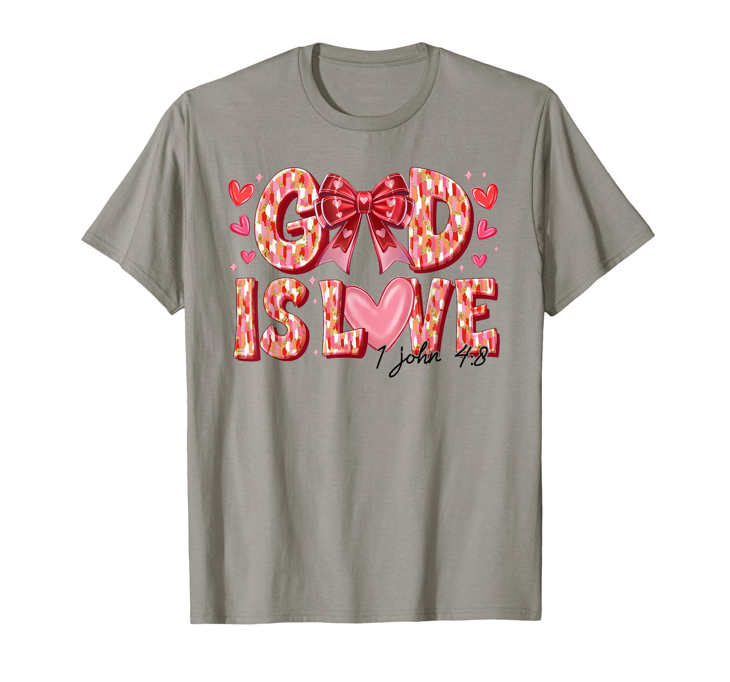 Valentine Coquette Bow God Is Love Valentines Day Christian T-Shirt