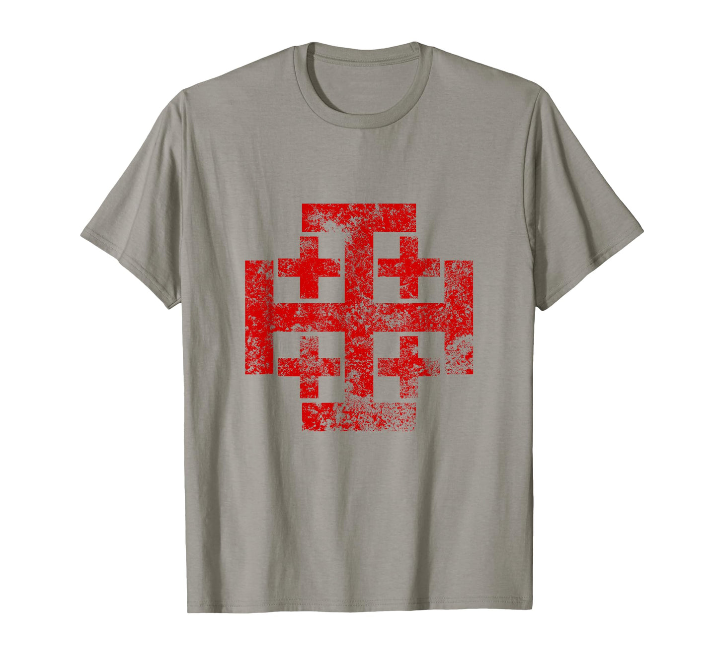 Jerusalem Cross Crusader T-Shirt Christian Catholic Distress T-Shirt