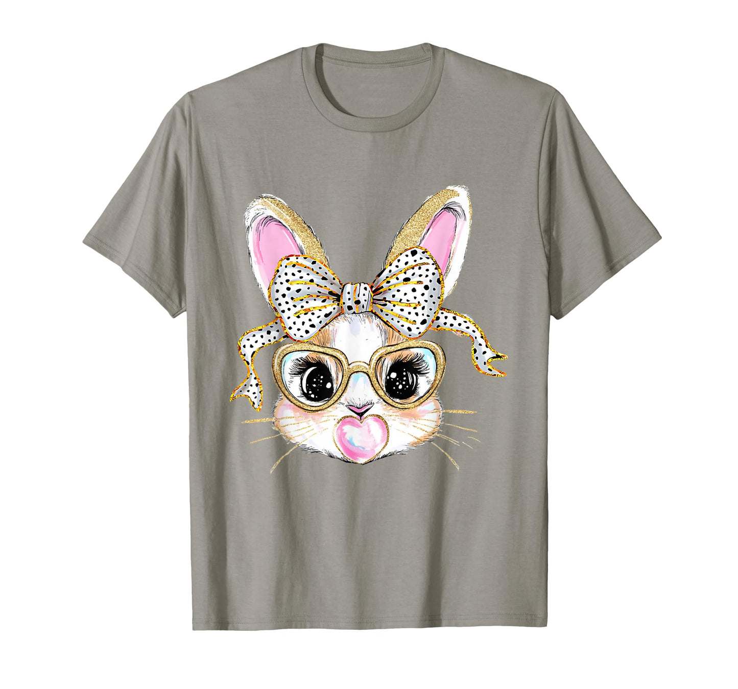 Cute Bunny Rabbit Face Coquette Bow Easter Day Girls Women T-Shirt