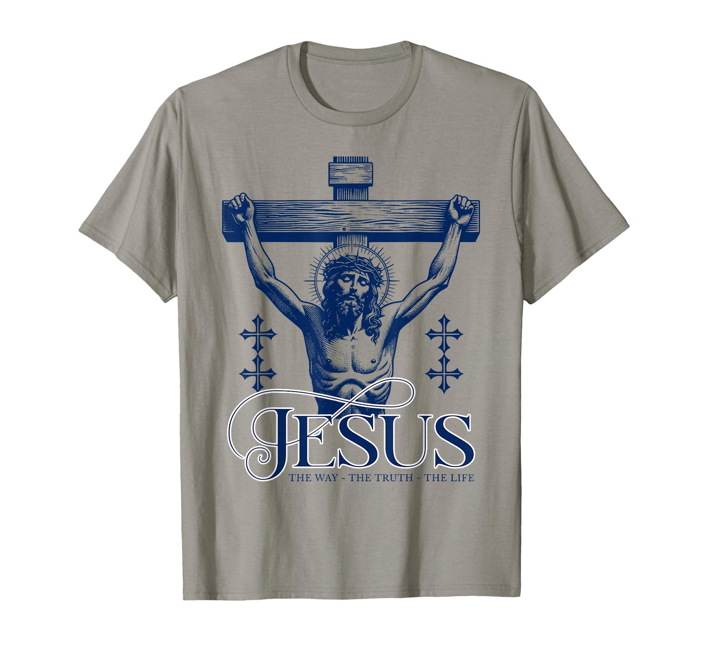 Jesus the Way Truth Life Crucifix Cross – Catholic Faith T-Shirt