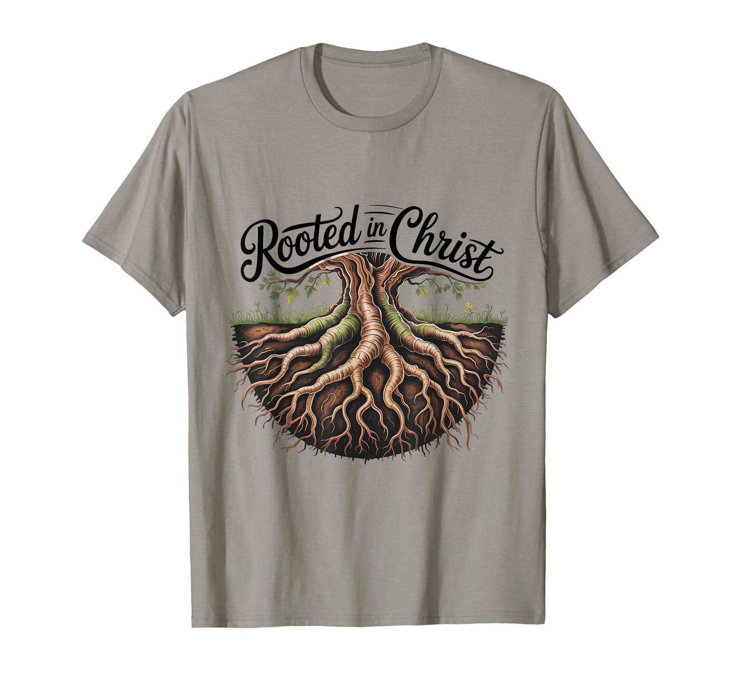 Rooted in Christ Jesus Cross Christian Faith T-Shirt