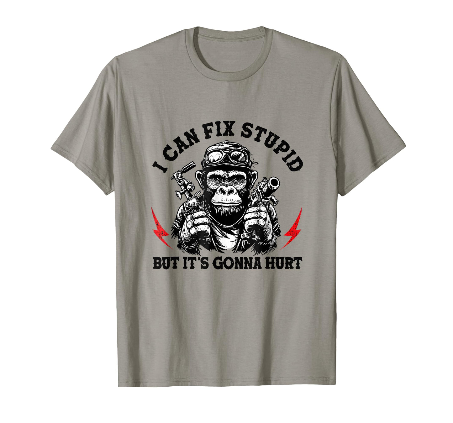 I Can Fix Stupid But It's Gonna Hurt Monkey Vintage Funny T-Shirt
