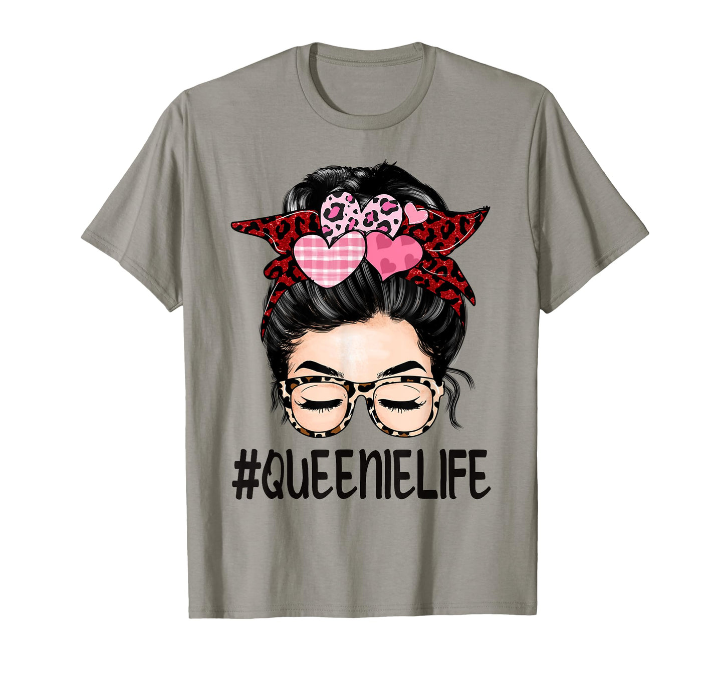Queenie Valentines Day Women Cute Messy Bun Appreciation T-Shirt