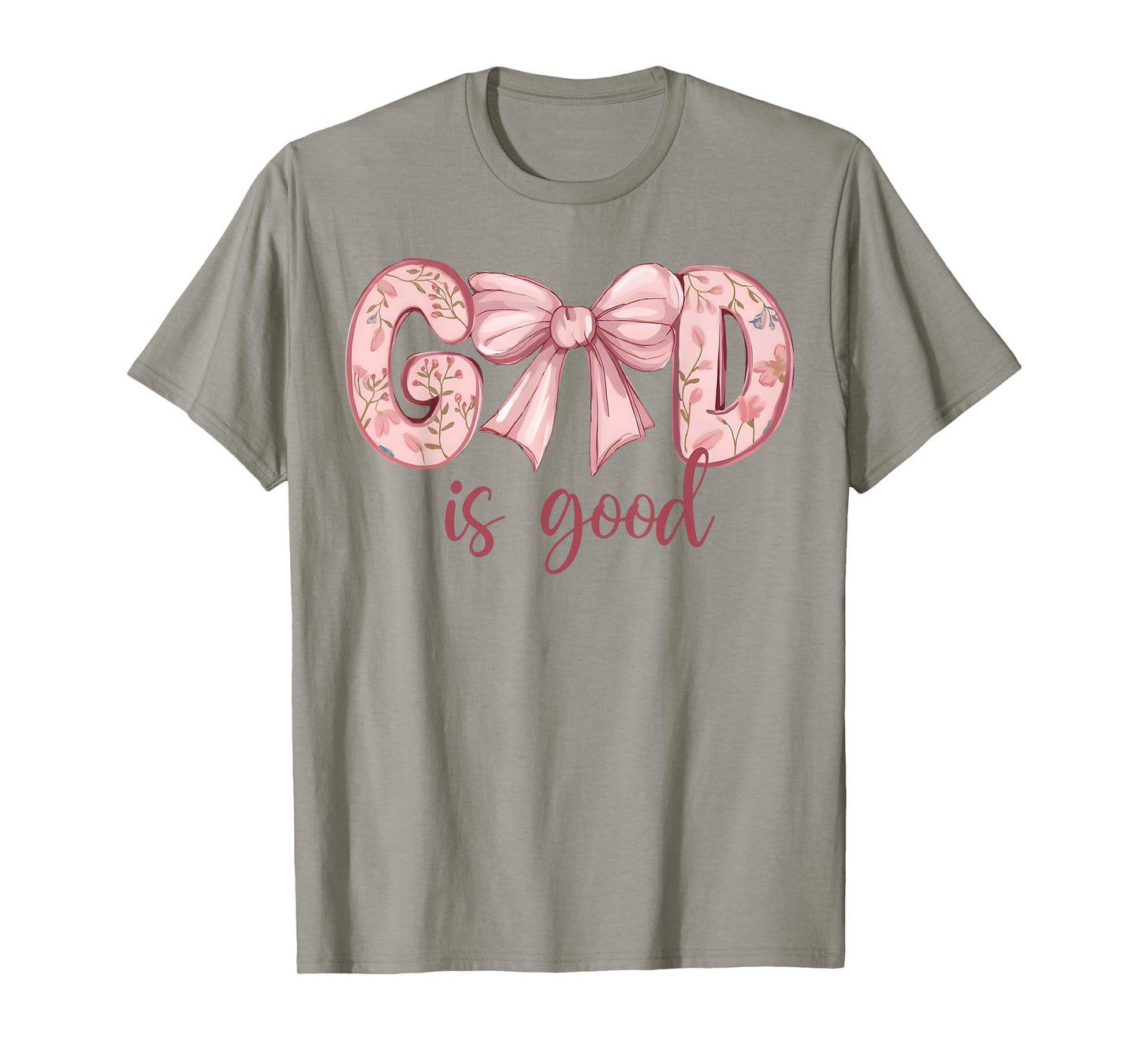 God Is Good Pink Coquette Bow Bible Verse Quote Christian T-Shirt