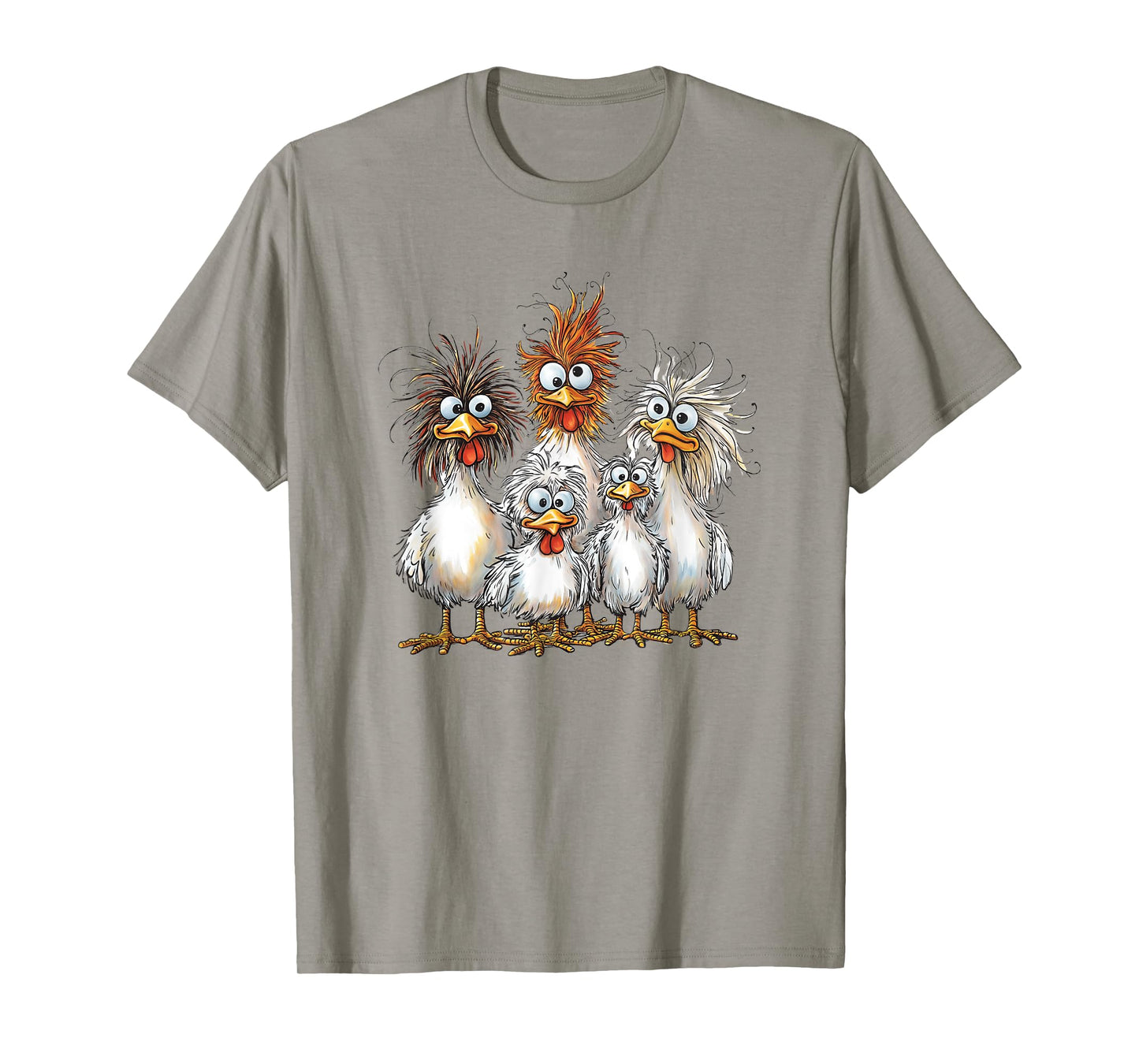Eagerlys Colorful Funny Chicken Art Crazy Chicken Family T-Shirt