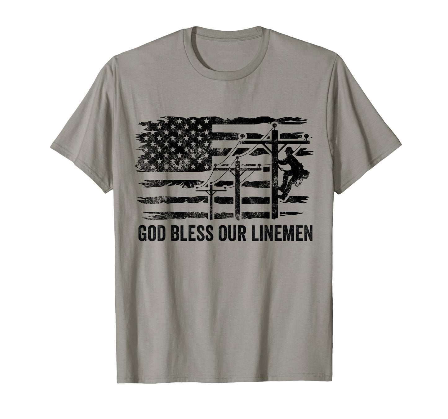 God Bless Our Linemen American Flag Proud Lineman Wife T-Shirt