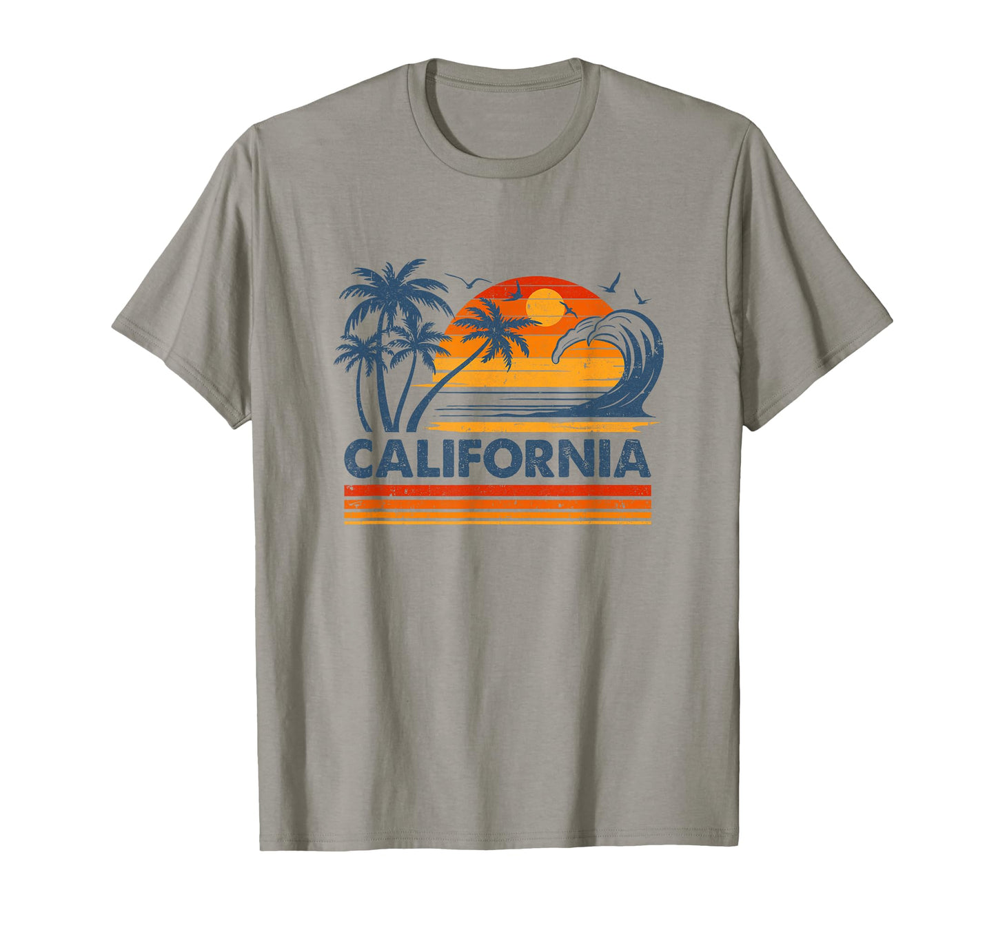 California Vacation Sunset Cute 70S Vintage Retro Beach T-Shirt