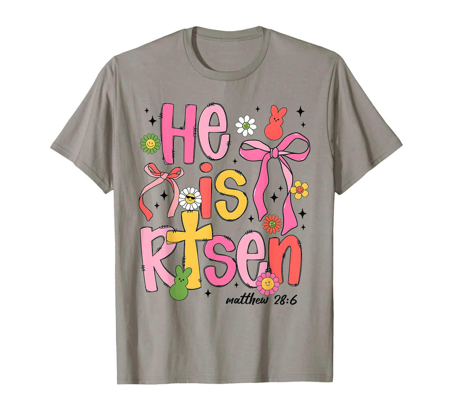 He is Risen Jesus Christian Happy Easter Kids Women Girls T-Shirt