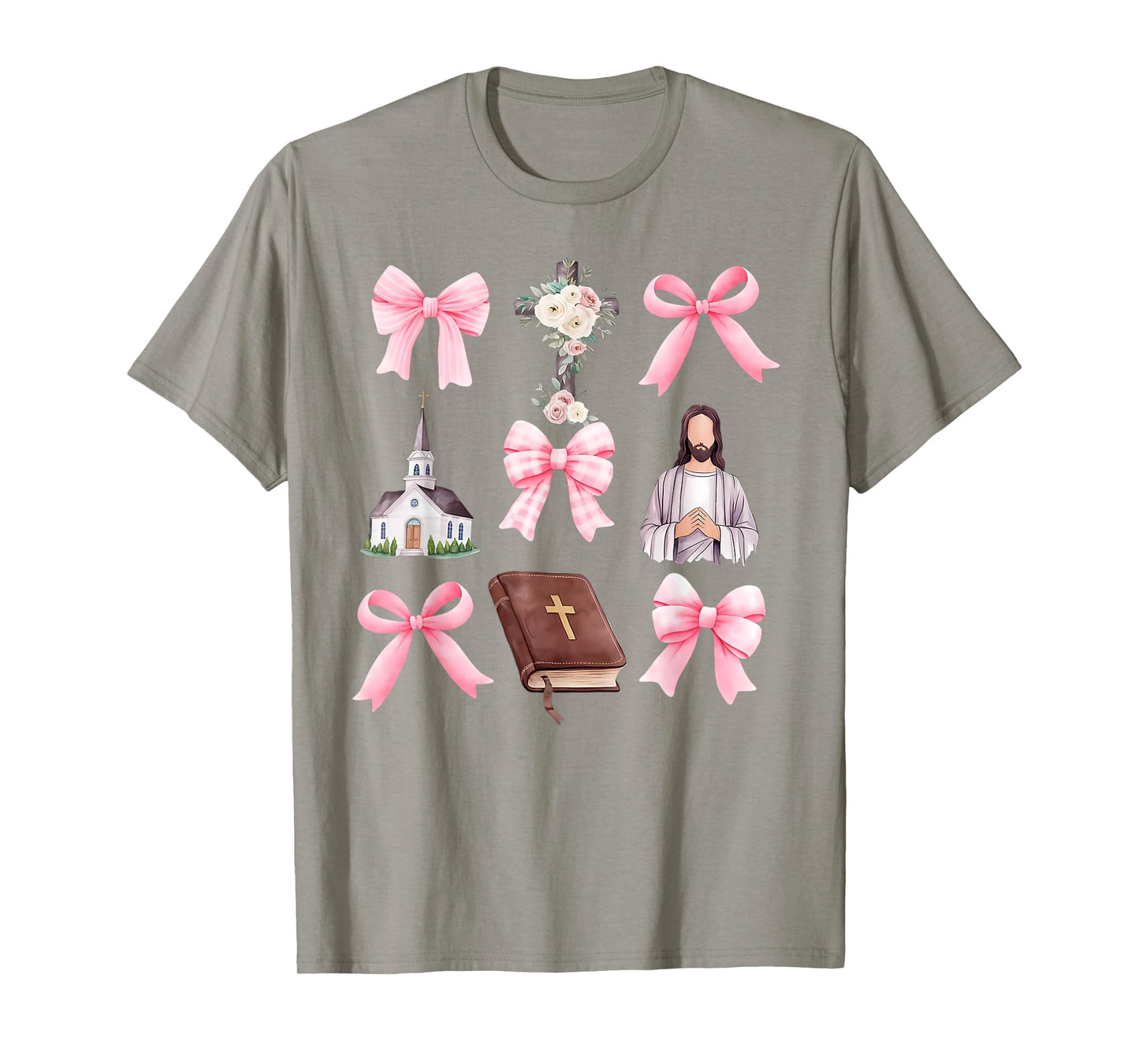 Cross Coquette Bows Floral Jesus Gift For Christian T-Shirt