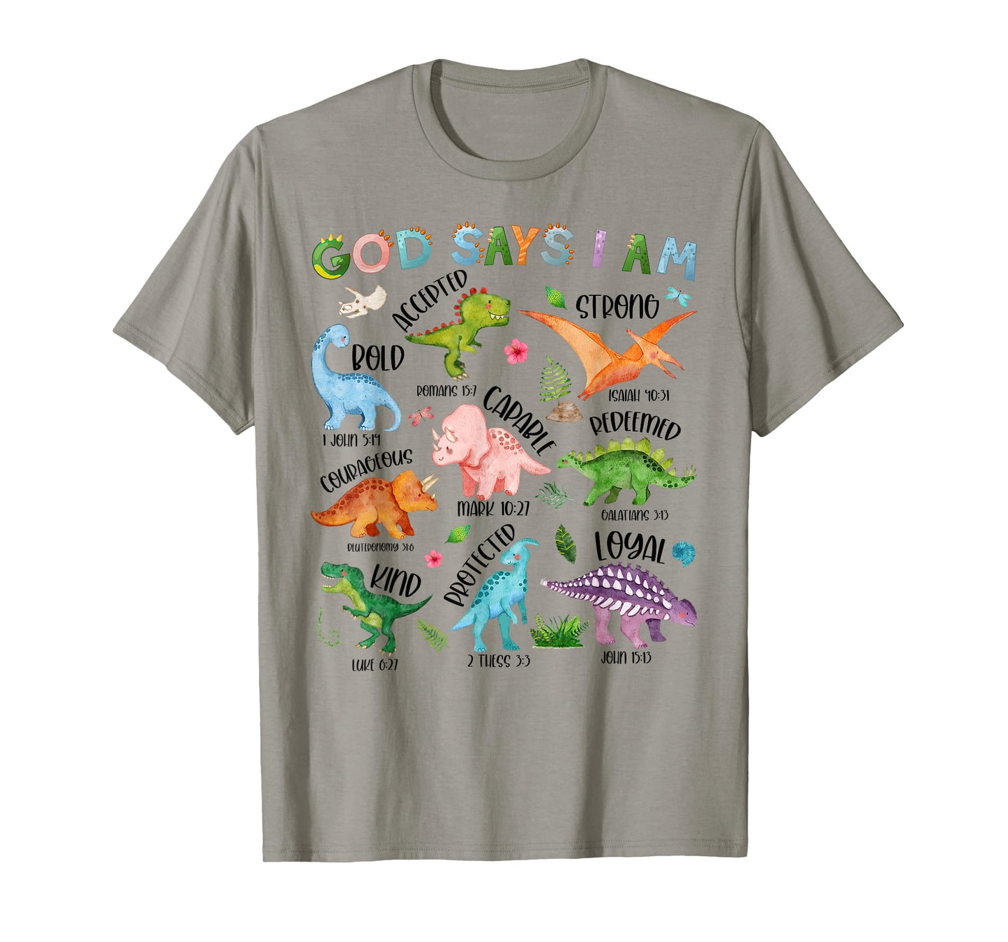 God Says I Am Dinosaur Lover Bible Verse Kids Toddler Boys T-Shirt