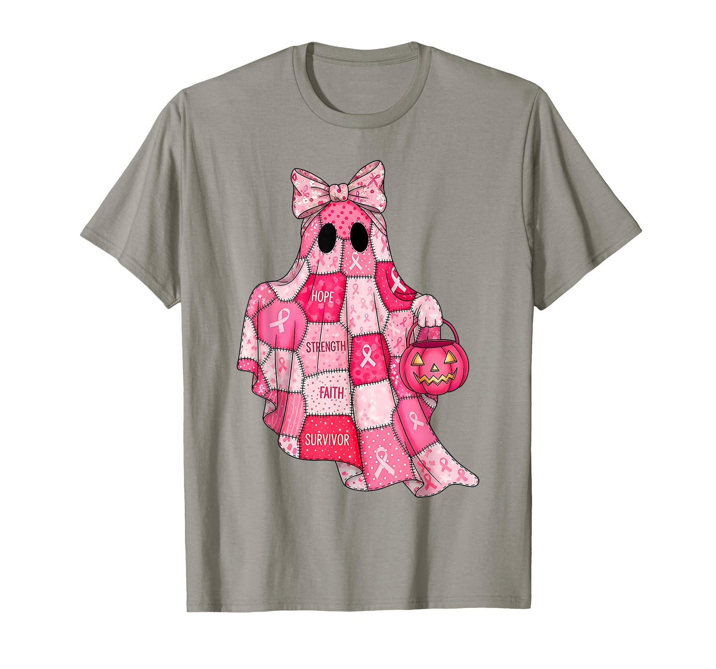 Breast Cancer Hope Strength Faith Survivor Ghost Wear Pink T-Shirt