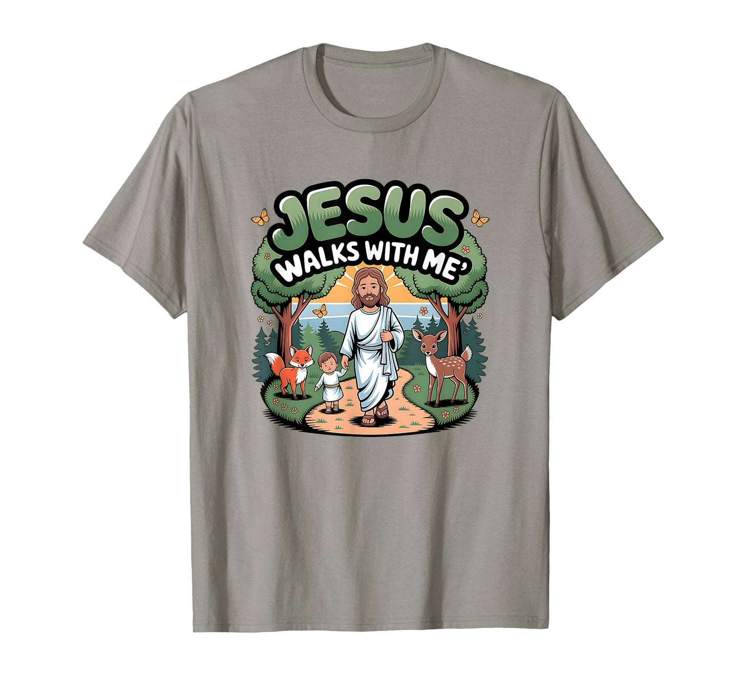 Jesus Walks with Me Christian Faithful T-Shirt