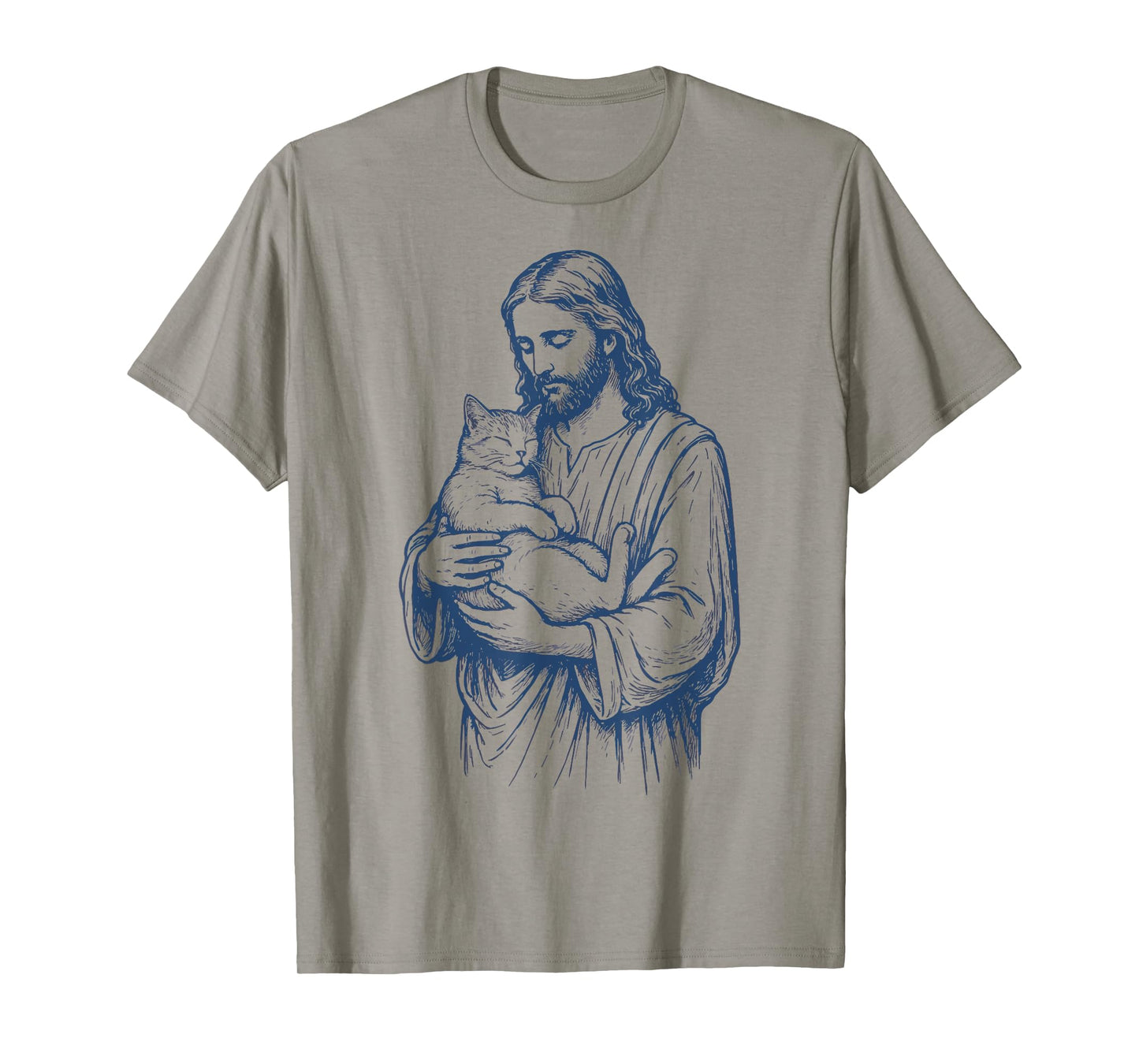 Jesus Holding Cat Men Women T-Shirt