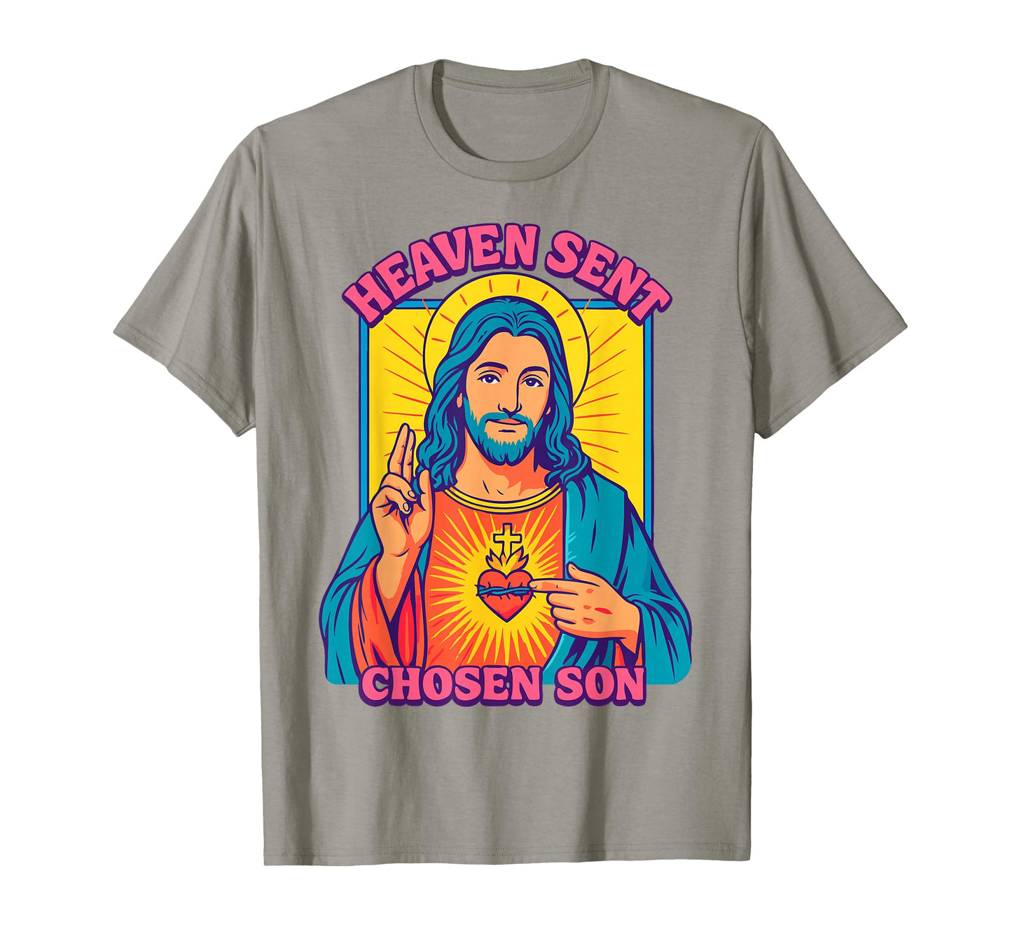 Anime Manga Jesus Sacred Heart Christian Pop Art Yellow T-Shirt
