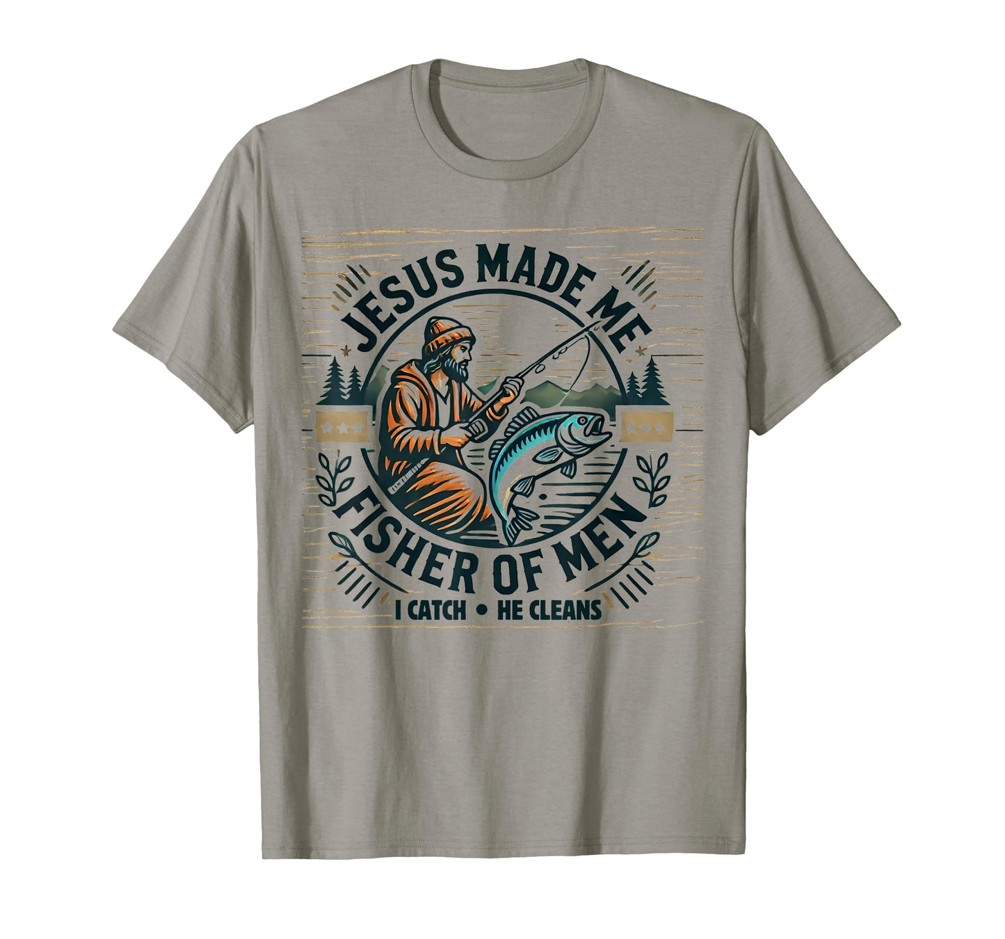 Jesus Made Me A Fisher Of Man Bible Verse Religious Fishing T-Shirt