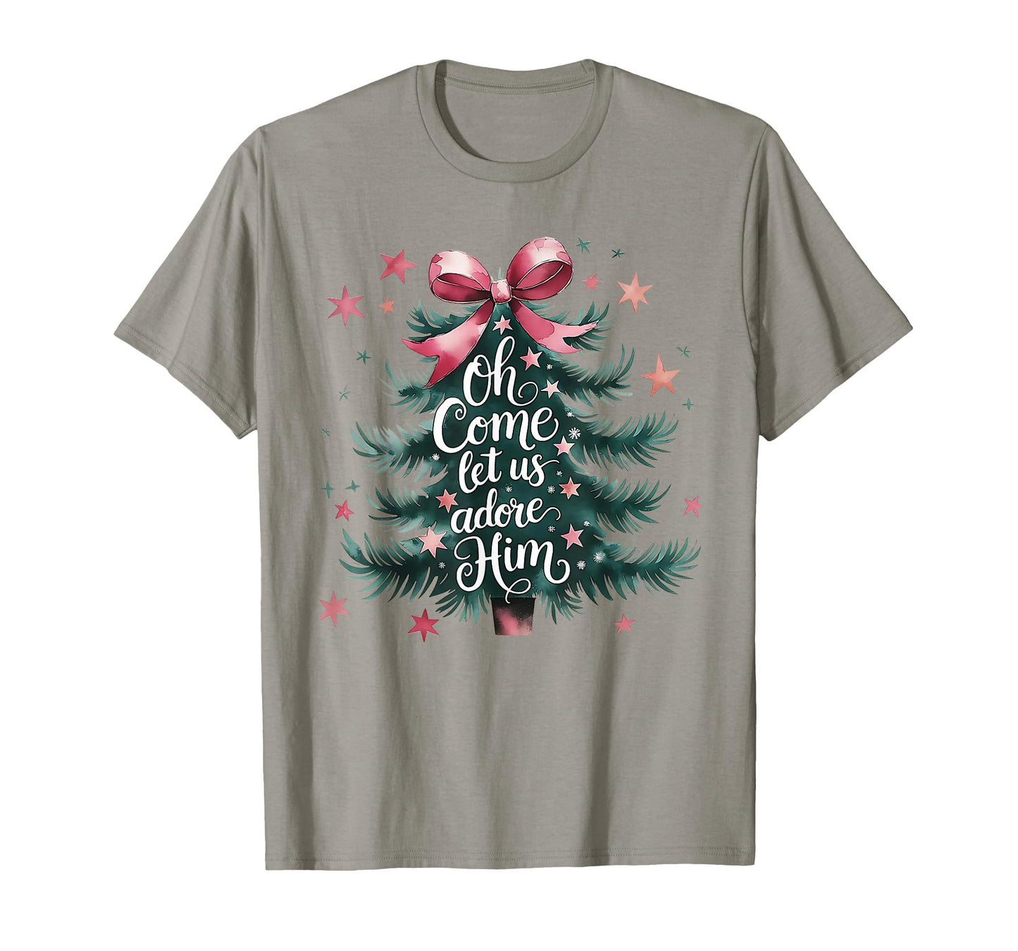 Oh Come Let Us Adore Him Christmas Tree T-Shirt