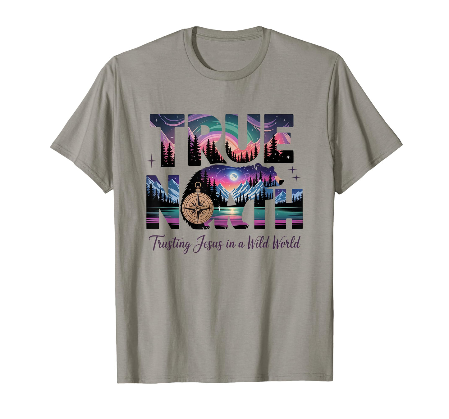 True-North-Faith Compass Outdoor Adventures Design T-Shirt