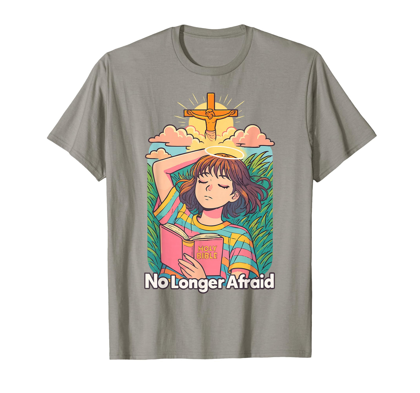 Christian Anime Manga No Longer Afraid Kawaii Bible Pink T-Shirt