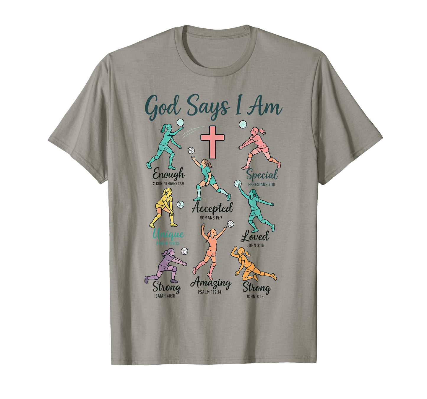 God Says I Am Volleyball t Shirt Teen Girls Christian Christ T-Shirt