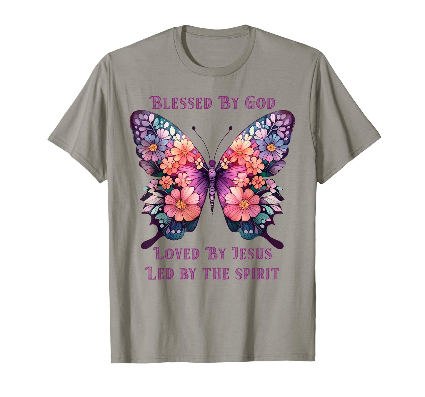 Blessed by God Loved by Jesus Purple Butterfly T-Shirt