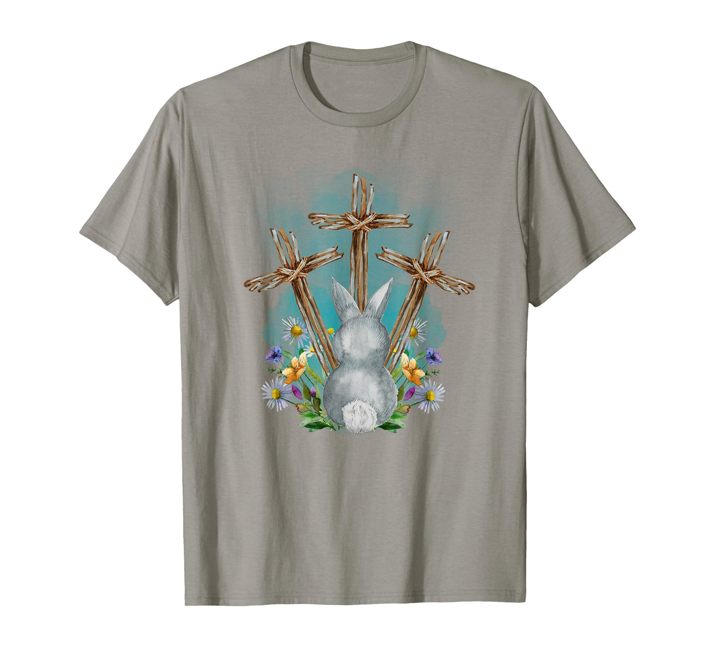 Easter Bunny with Trio Crosses Inspirational Christian Faith T-Shirt