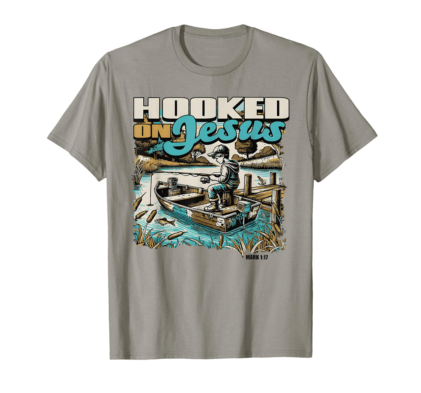 Hooked On Christian Jesus Fisherman Retro Mark 1:17 T-Shirt