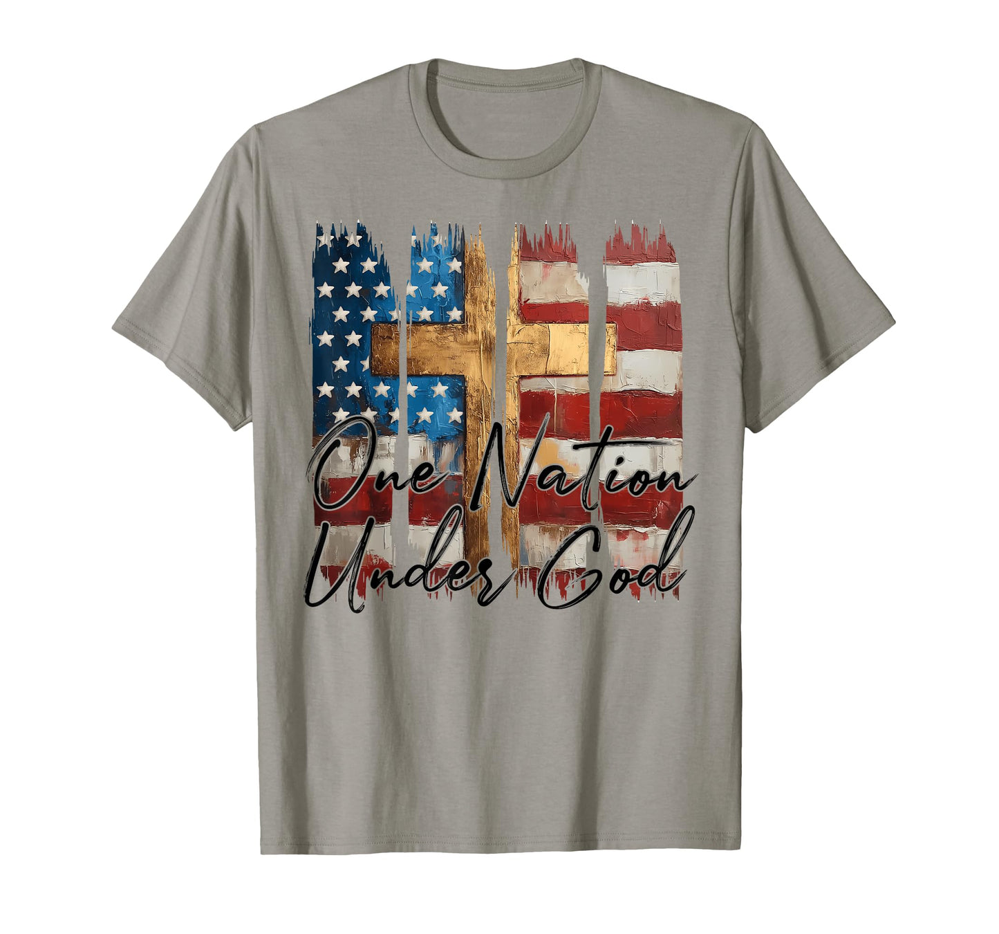 Vintage One Nation Under God Christian Flag Cross Patriotic T-Shirt