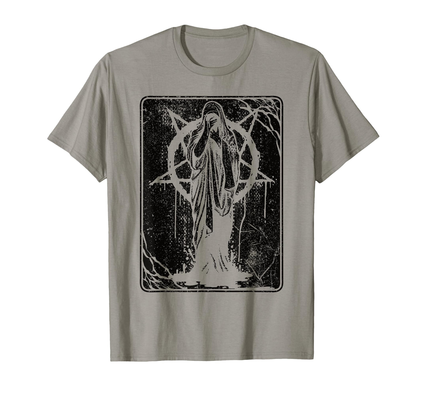 Black Satanic Occult Dark Art Evil 666 Pentagram Antichrist T-Shirt