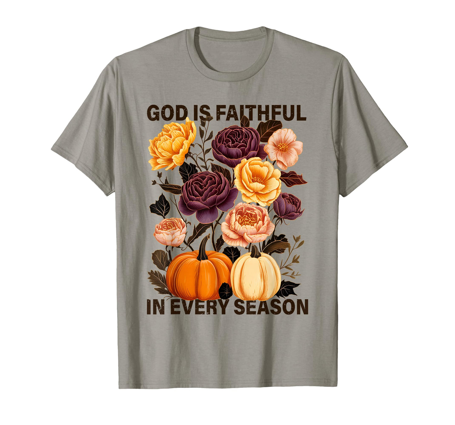 God is Faithful in Every Season Christian Fall Boho Floral T-Shirt