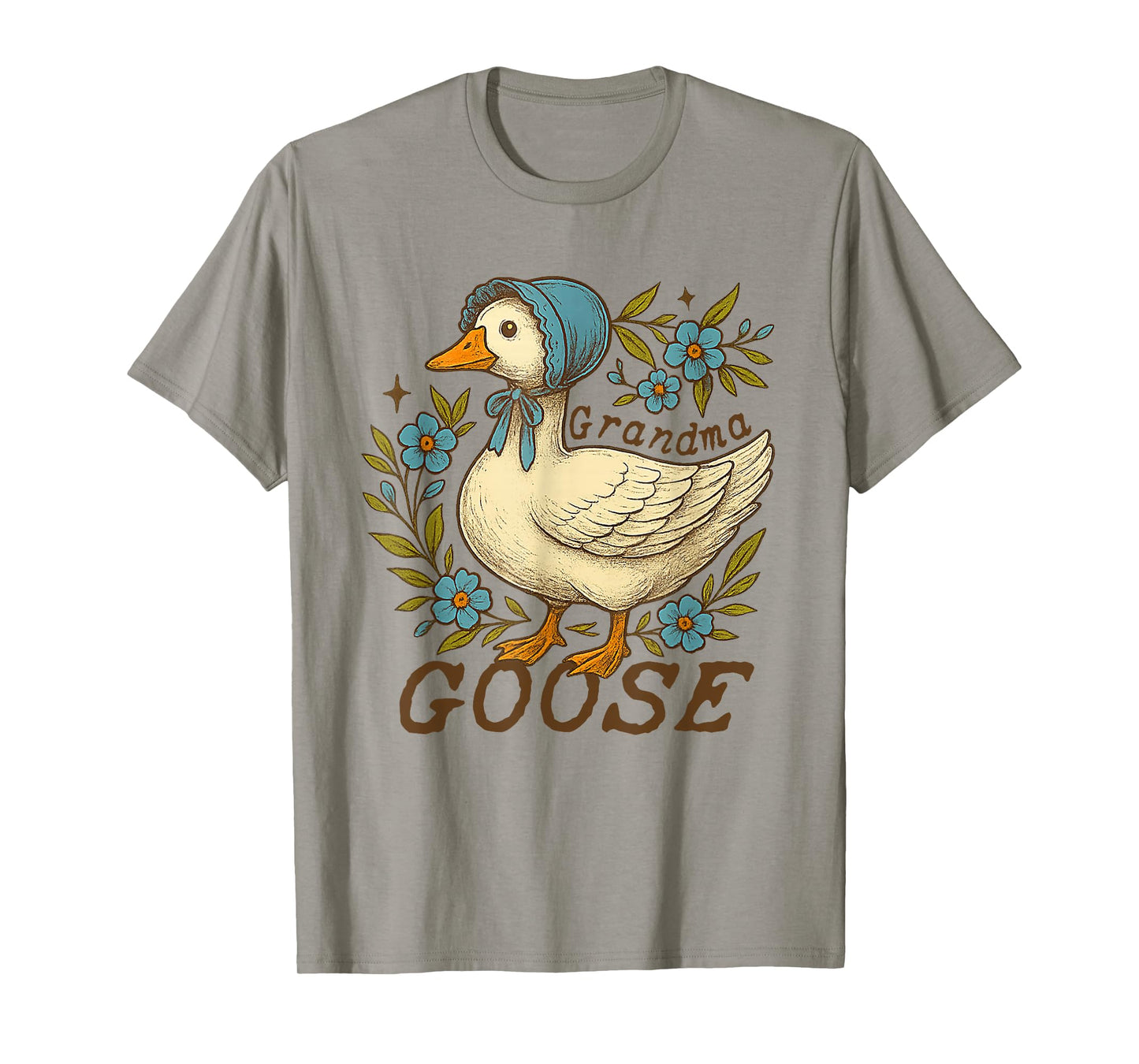 Floral Grandma Goose Cute Silly Goose Mother's Day Womens T-Shirt
