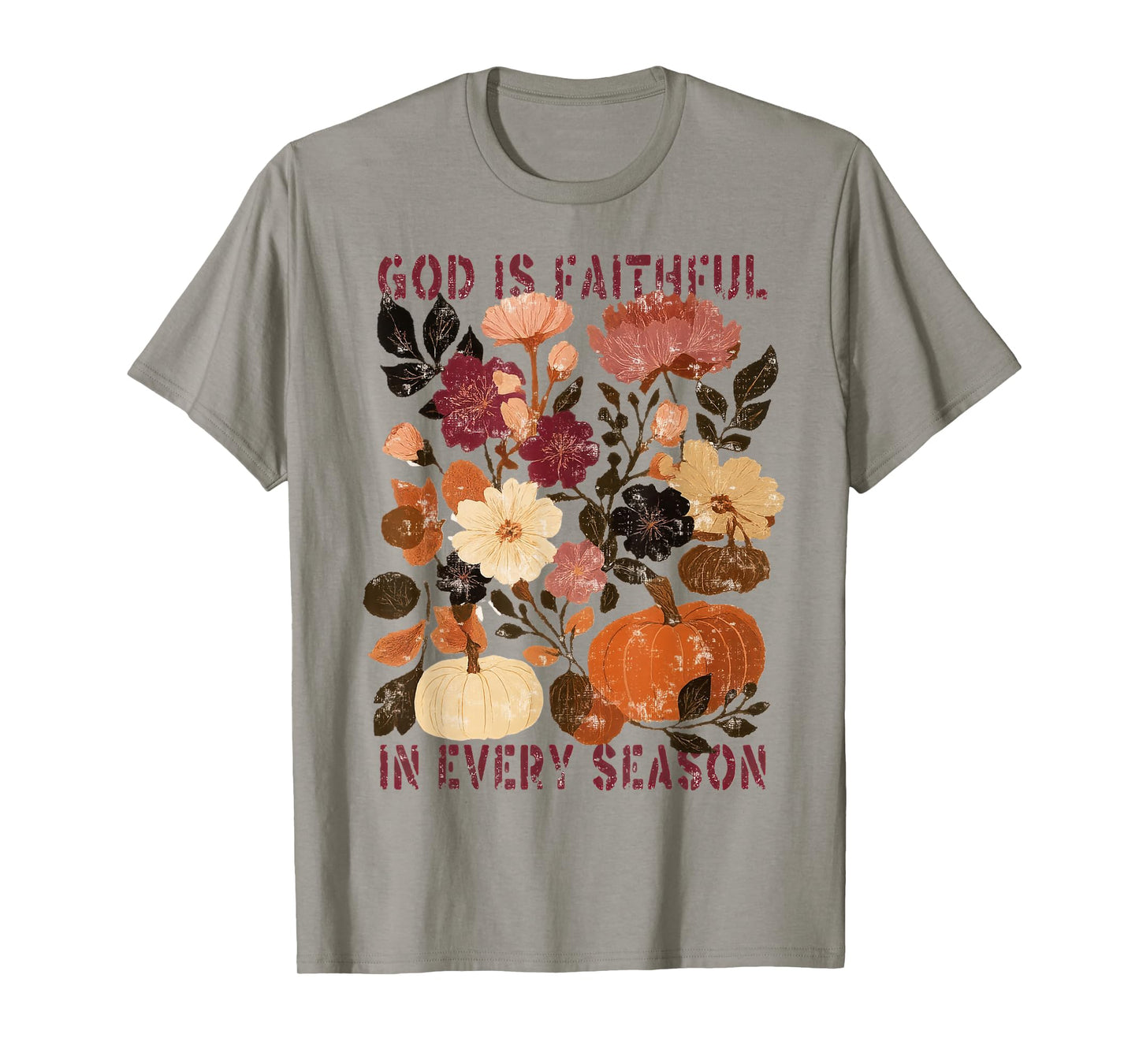 God is Faithful in Every Season Christian Fall Boho Floral T-Shirt