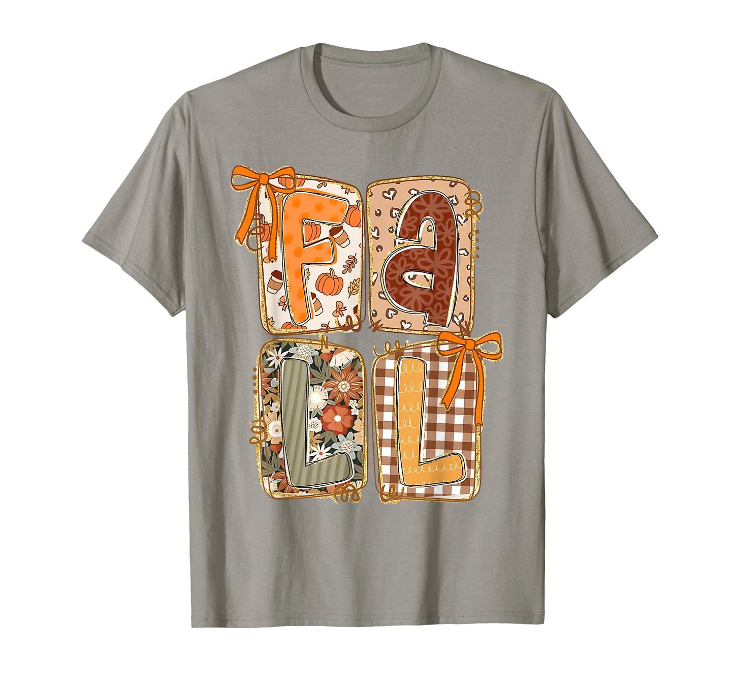 Preppy Floral Fall Coquette Bow Pumpkin Season Thanksgiving T-Shirt