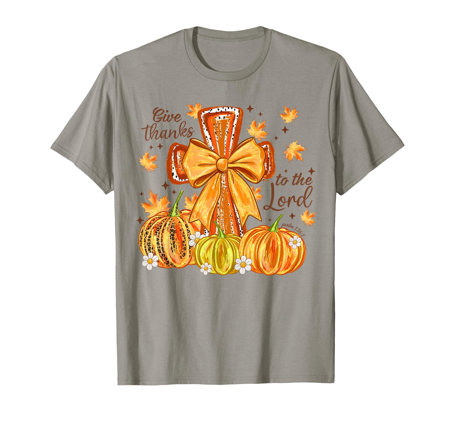 Give Thanks To The Lord Fall Cross Christian Thanksgiving T-Shirt