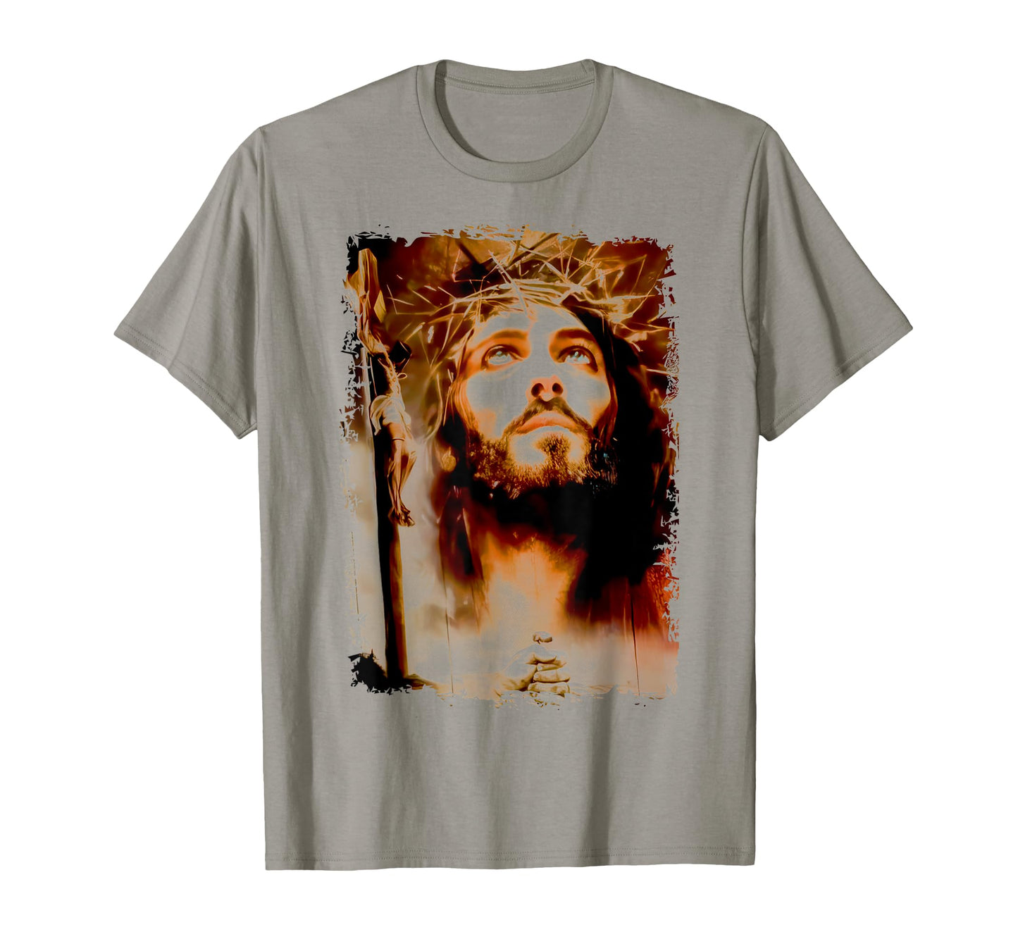 MexiColor Face of Jesus Christ Crown of Thorns Catholic Faith T-Shirt, Small, White