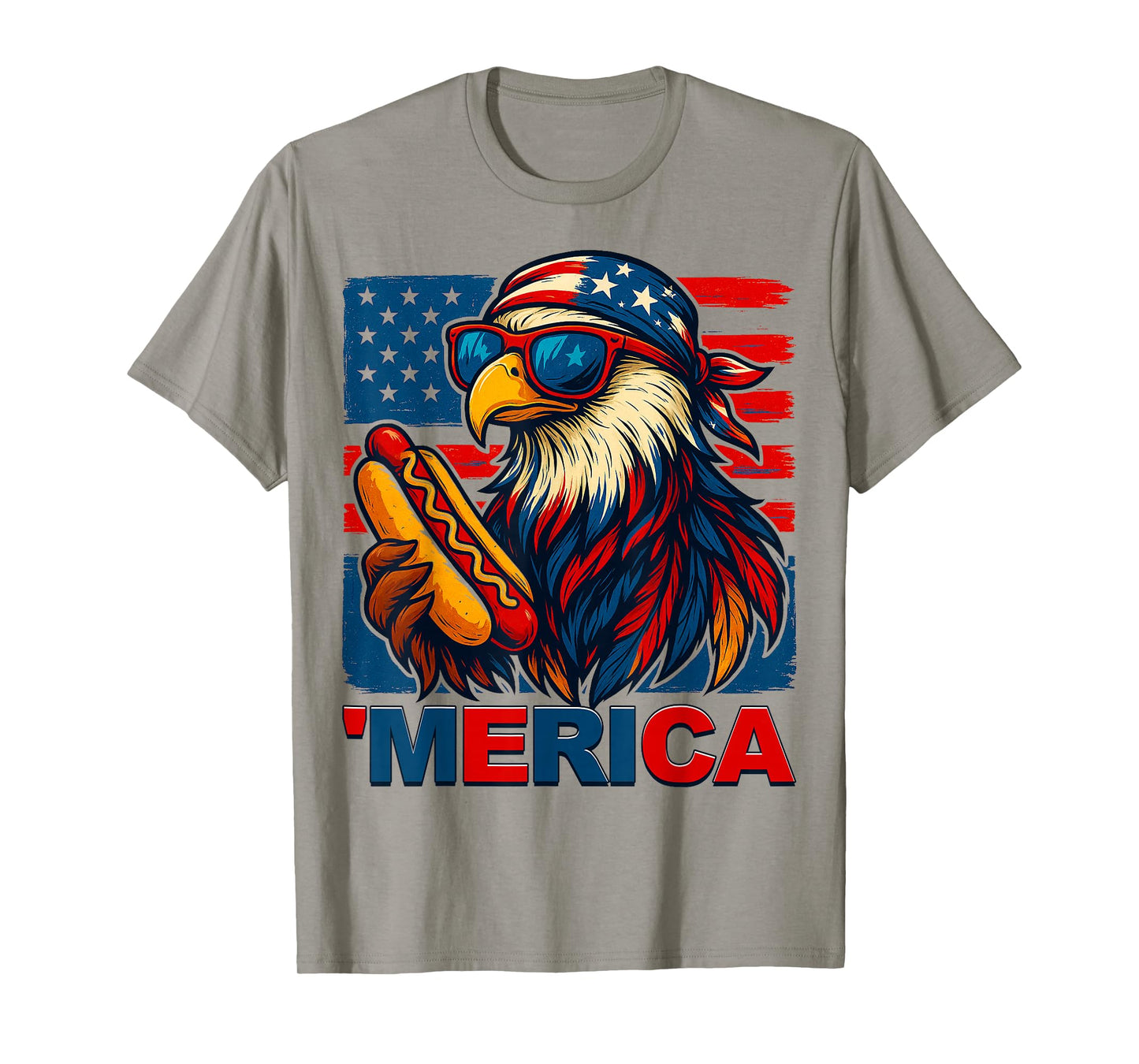 Funny Merica Eagle Hotdog USA Flag 4th Of July Patriotic Men T-Shirt