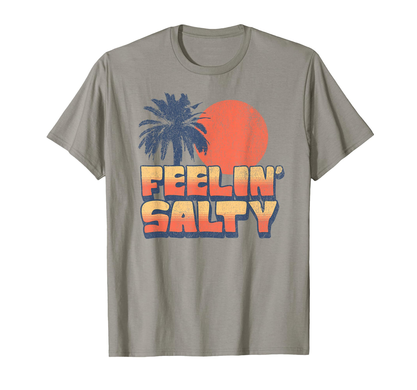 Funny Feelin Salty Retro Sunset Palm Tree Vintage Vacation T-Shirt