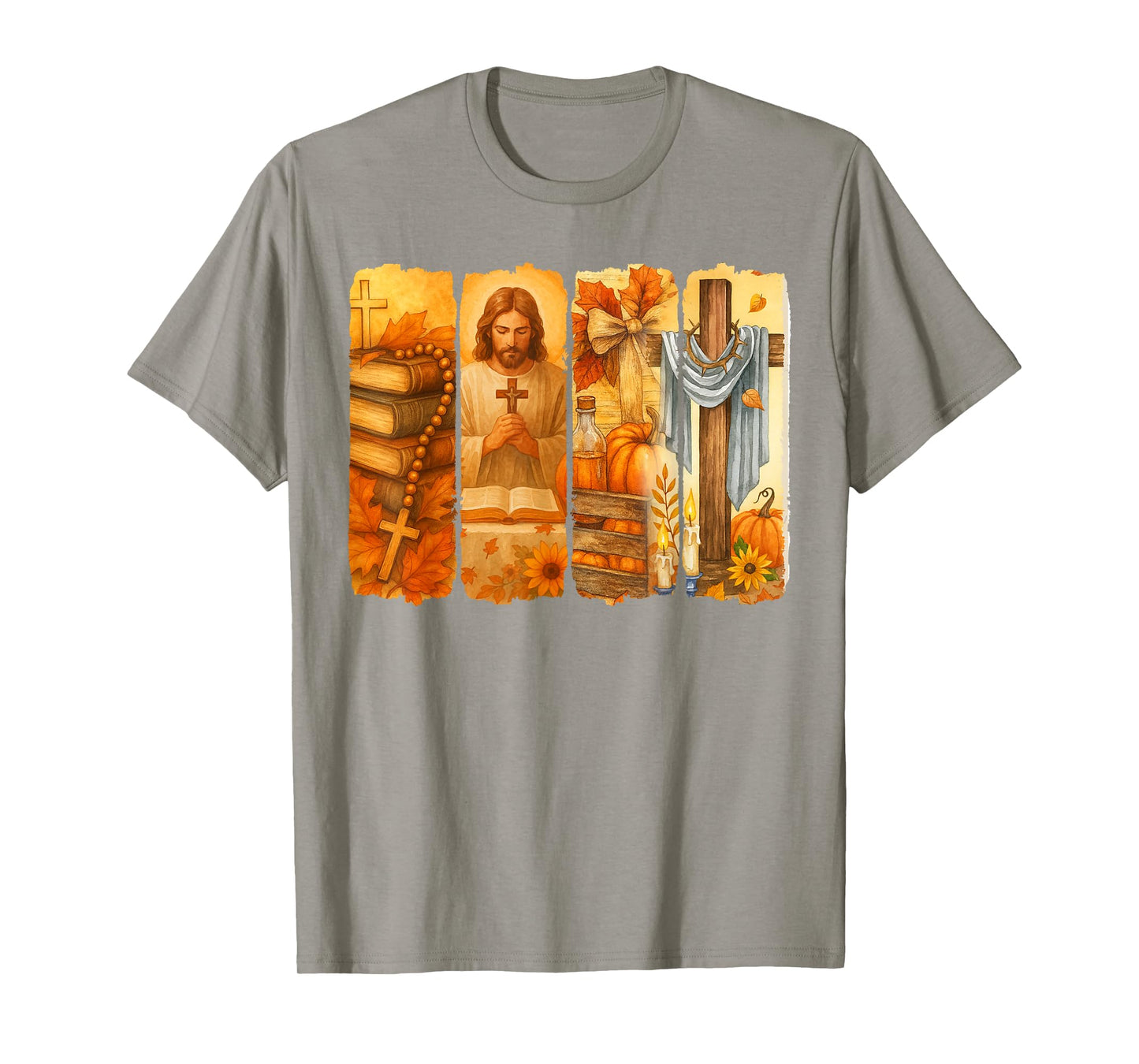 Fall Vibes Cozy Season Jesus Christian Faith Brushstroke T-Shirt